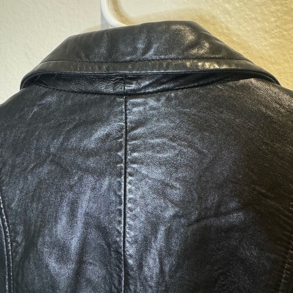 Reaction by Kenneth Cole Women's Y2K Black Leather Blazer Jacket Size M - Picture 3 of 10